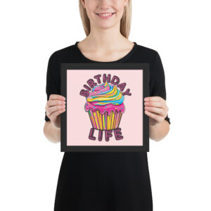 Framed Cupcake Poster - Pink Font